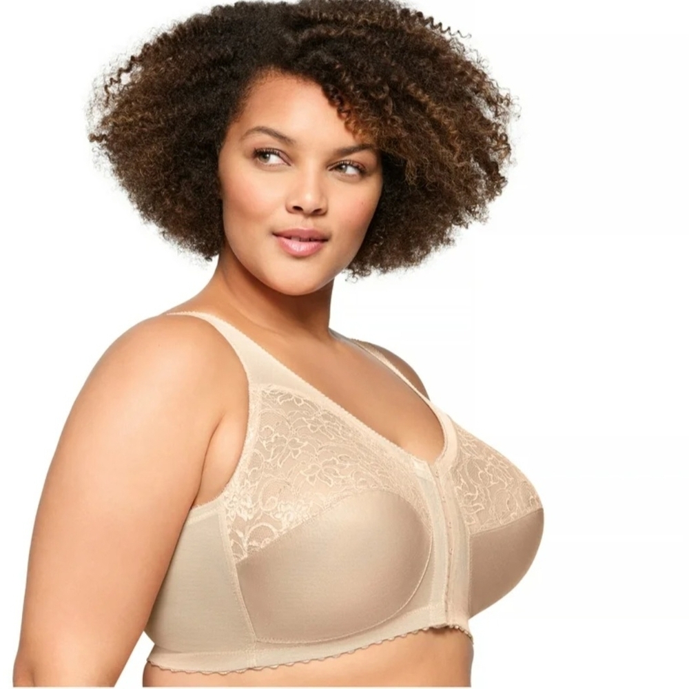 Glamorise bra 40H cream lace mesh Magiclift front closure plus size new $60